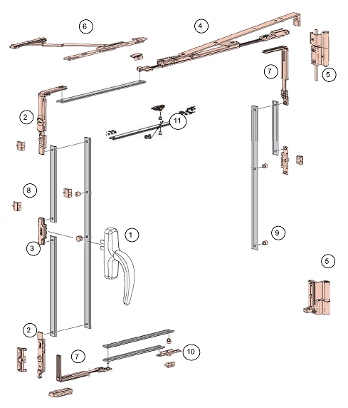 Механизм пластиковой балконной двери. Фурнитура Giesse схема поворотно откидная. Фурнитура Ауби откидной механизм.